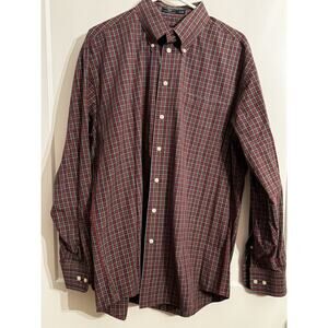 Nautica Men's 16.5 34/35 Shirt Red Blue Green Plaid Long Sleeve Button Up